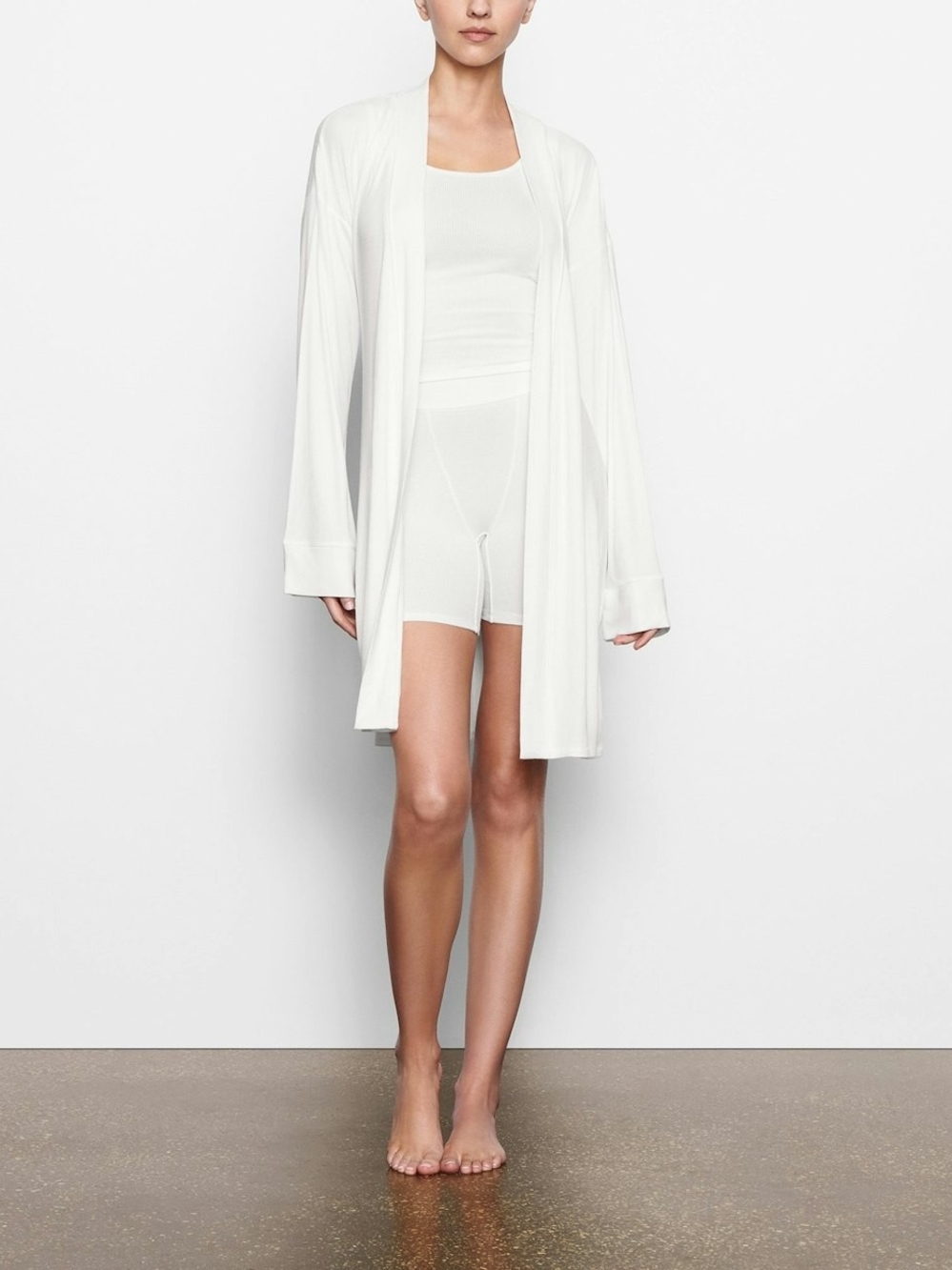 ⭐SKIMS Ivory White Ribbed Robe - Picture 2 of 7
